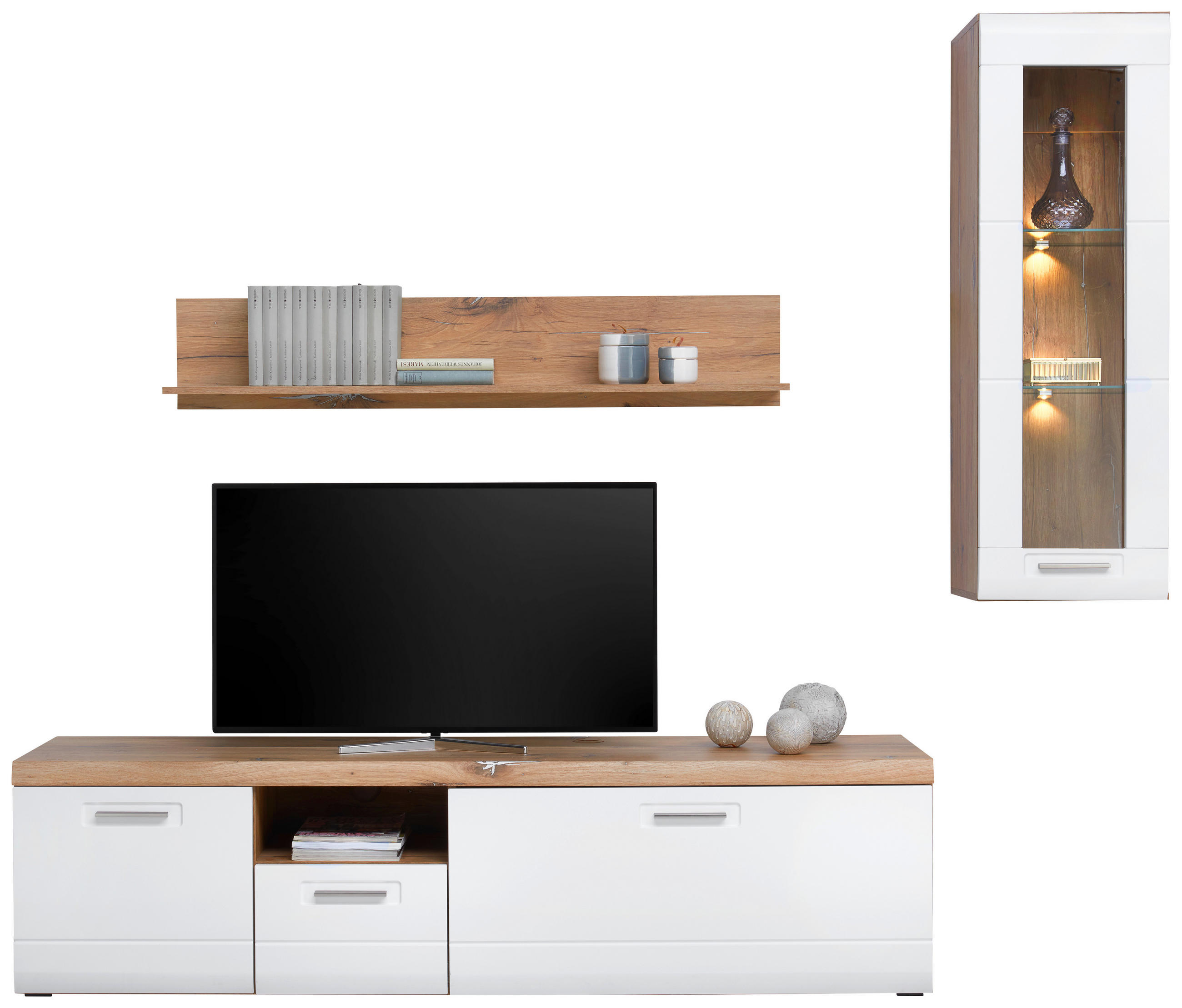 Wohnkombination 3-tlg. Auris, Weiß/eiche Dekor