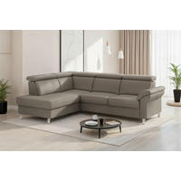 ECKSOFA 194/245 cm ARNGAST E in Echtleder Grau Kopfteilverstellung  194/245 cm  - Chromfarben/Grau, Basics, Leder/Textil (194/245cm) - Sit & More
