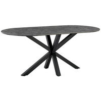 ESSTISCH 180/90/75 cm  Metall, Keramik oval Schwarz, Dunkelgrau  - Dunkelgrau/Schwarz, MODERN, Keramik/Metall (180/90/75cm) - Livetastic