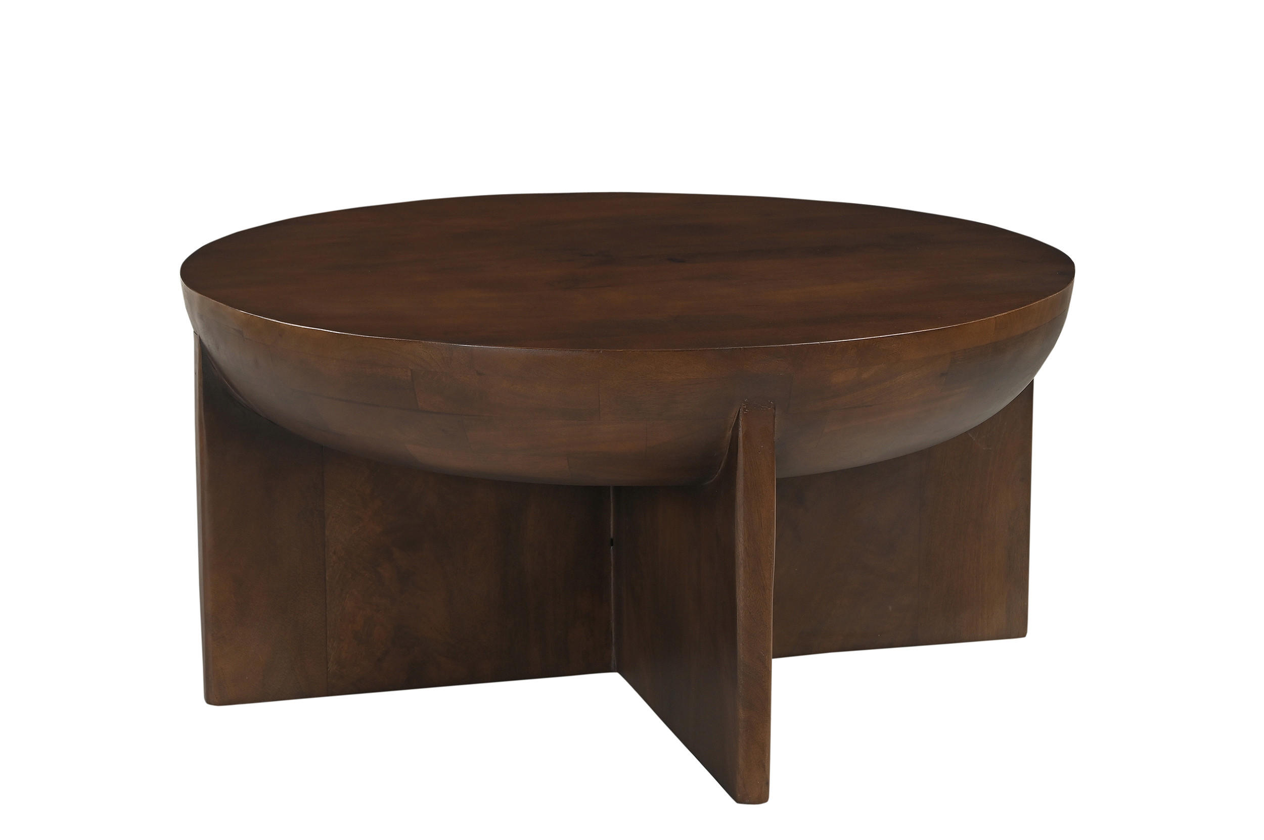 COUCHTISCH Mangoholz massiv 90/90/42 cm rund Braun  - Braun, Design, Holz (90/90/42cm) - MID.YOU