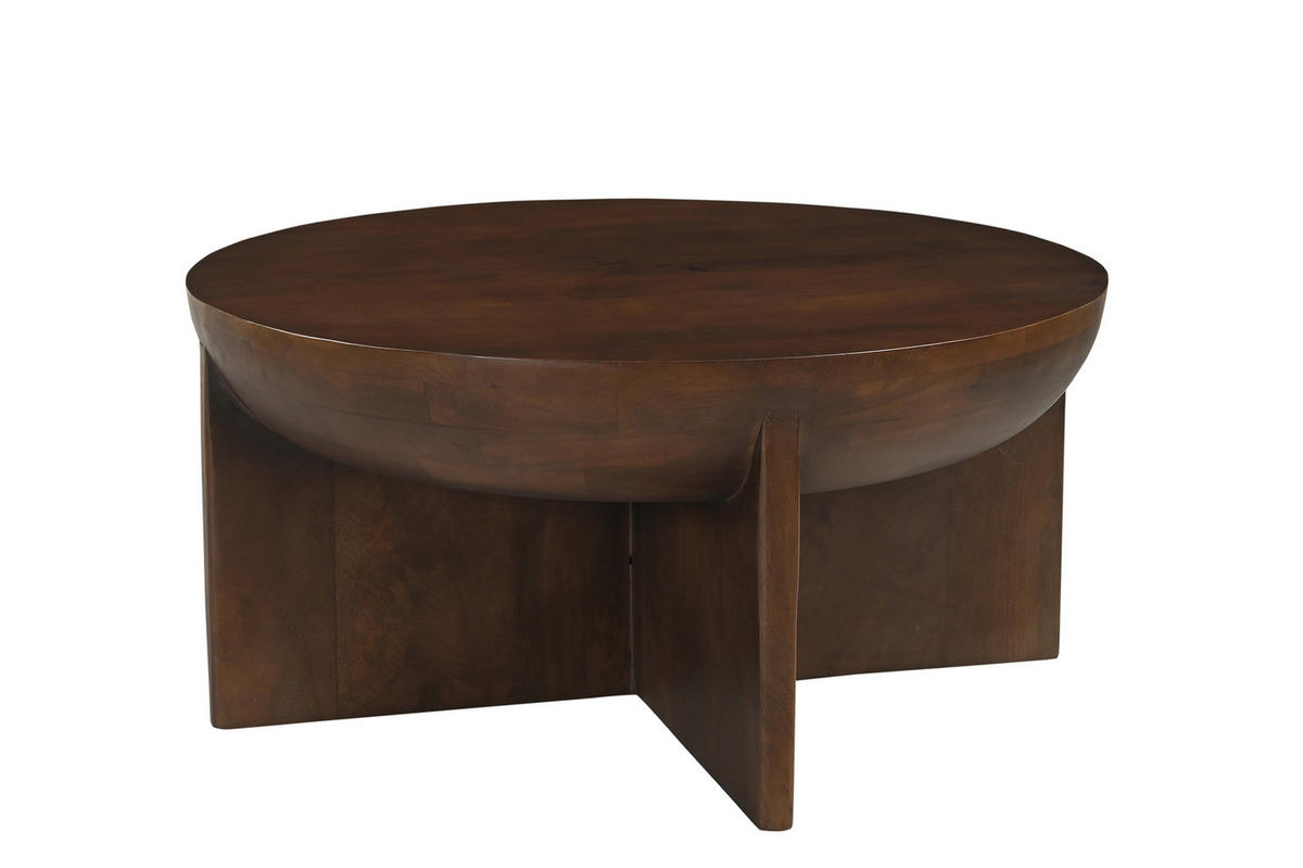 COUCHTISCH Mangoholz massiv 90/90/42 cm rund Braun  - Braun, Design, Holz (90/90/42cm) - MID.YOU