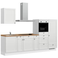 KÜCHENBLOCK Frame 300 cm  in Weiß, Eichefarben  - Edelstahlfarben/Eichefarben, MODERN, Holzwerkstoff/Metall (300cm) - Nobilia