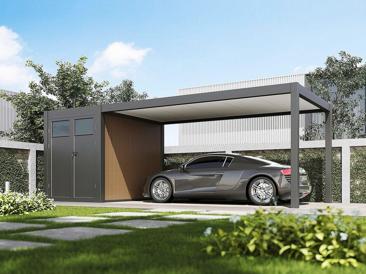 CARPORT 300/255/720 cm Aluminium  - Graphitfarben, Basics, Metall (300/255/720cm) - Gardenson