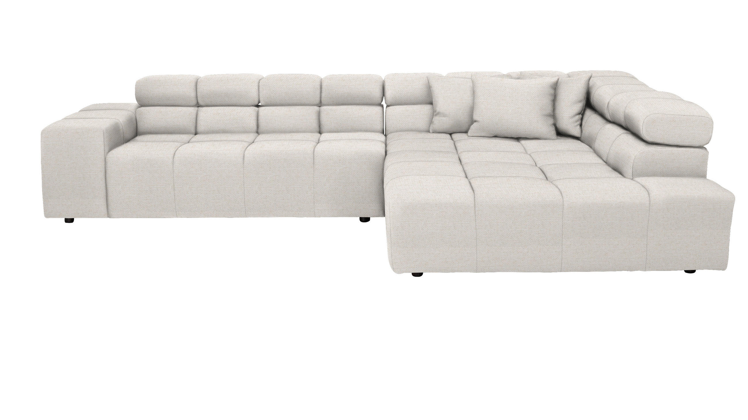 ECKSOFA Beige Flachgewebe  - Beige/Schwarz, Design, Kunststoff/Textil (317/213cm) - Hom`in