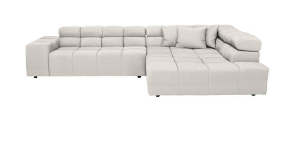 ECKSOFA in Flachgewebe Beige  - Beige/Schwarz, Design, Kunststoff/Textil (317/213cm) - Hom`in