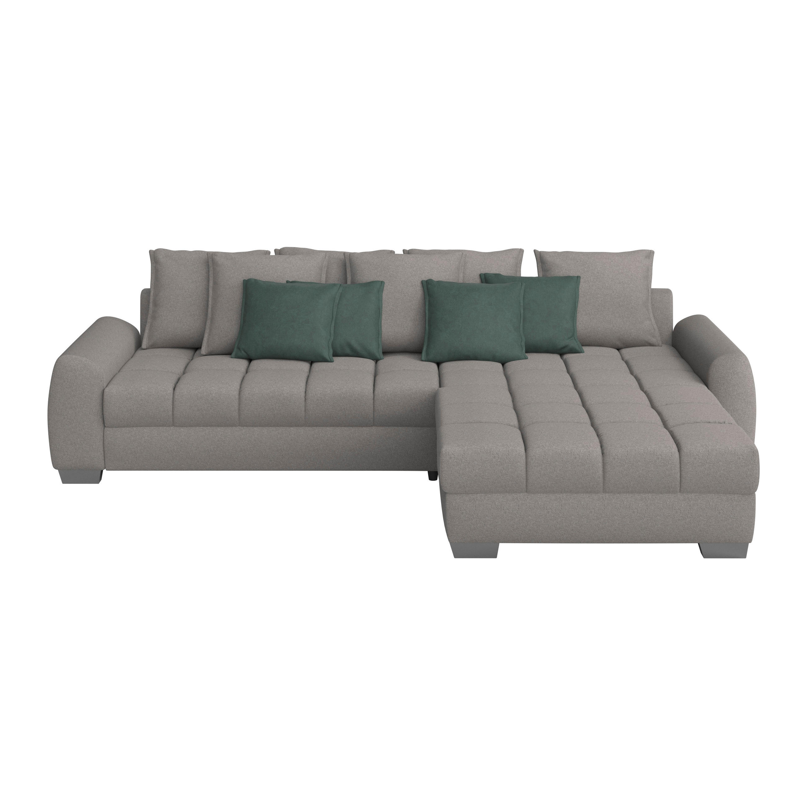 ECKSOFA in Mikrofaser Hellgrau  - Chromfarben/Petrol, Design, Kunststoff/Textil (320/226cm) - Carryhome