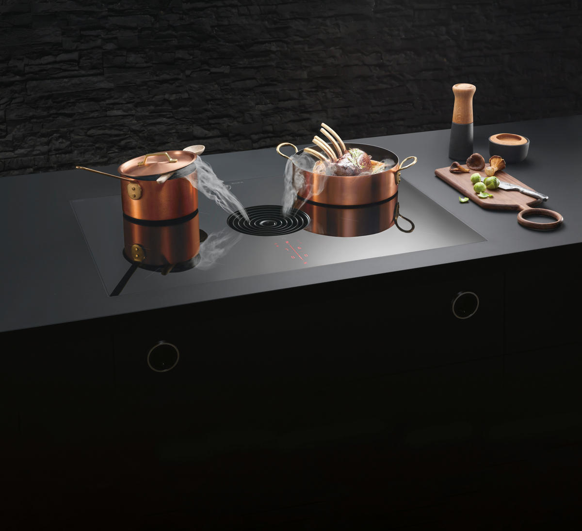 KOCHFELD-DUNSTABZUG-KOMBI PURMU  - Schwarz, Basics, Glas/Metall (76/51,5/19,9cm) - Bora