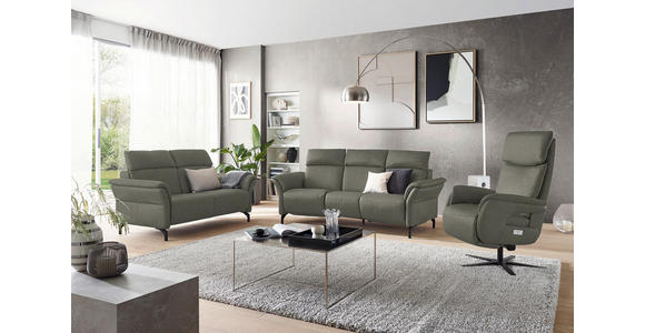 TRAPEZSOFA in Echtleder Grau  - Schwarz/Grau, KONVENTIONELL, Leder/Metall (221/103/95cm) - Dieter Knoll