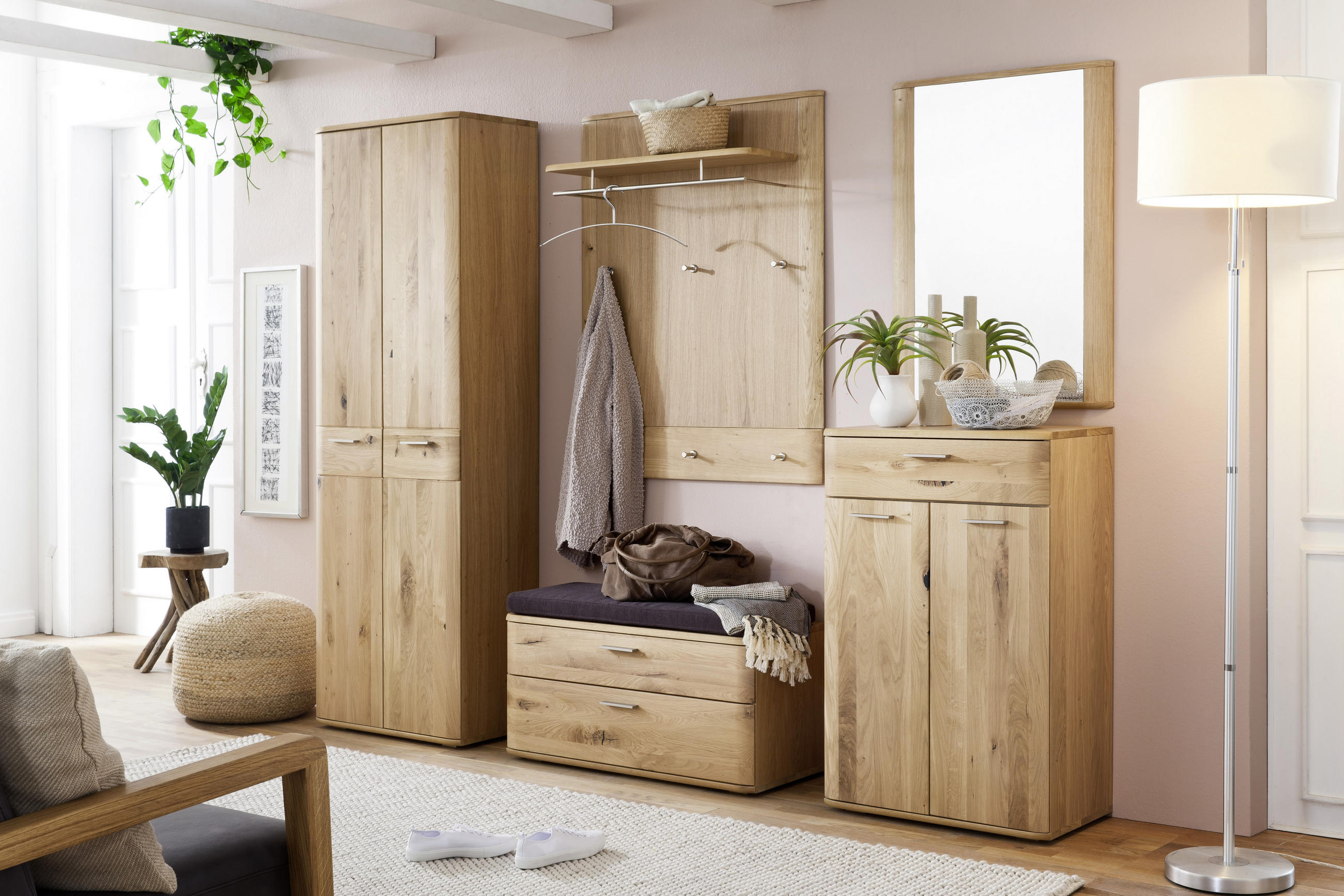 GARDEROBE 5-teilig in 240/197/38 cm - Eichefarben, Natur, Holz/Holzwerkstoff (240/197/38cm)