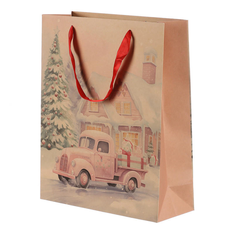 DARČEKOVÁ TAŠKA - svetloružová, Basics, papier (26/32/10cm)