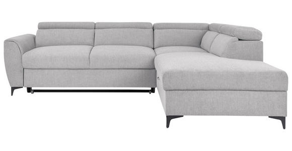 ECKSOFA Hellgrau Velours Bettkasten, Schlaffunktion, Rücken echt, Kopfteilverstellung, Liegefläche im Originalstoff  - Hellgrau/Schwarz, KONVENTIONELL, Textil/Metall (255/217cm) - Carryhome