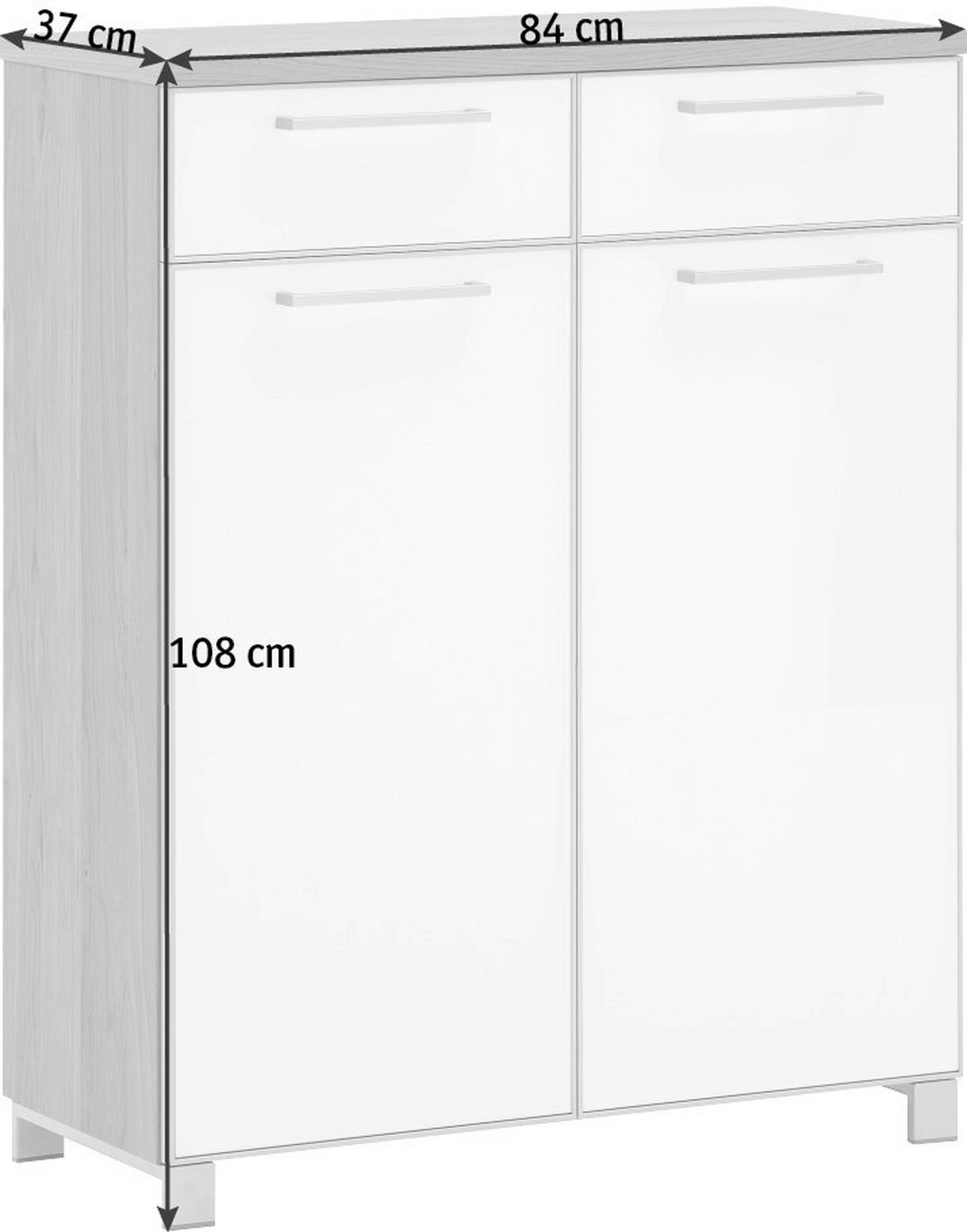 SCHUHSCHRANK Santina  in 84/108/37 cm  - Chromfarben/Eichefarben, Design, Glas/Holz (84/108/37cm) - Novel
