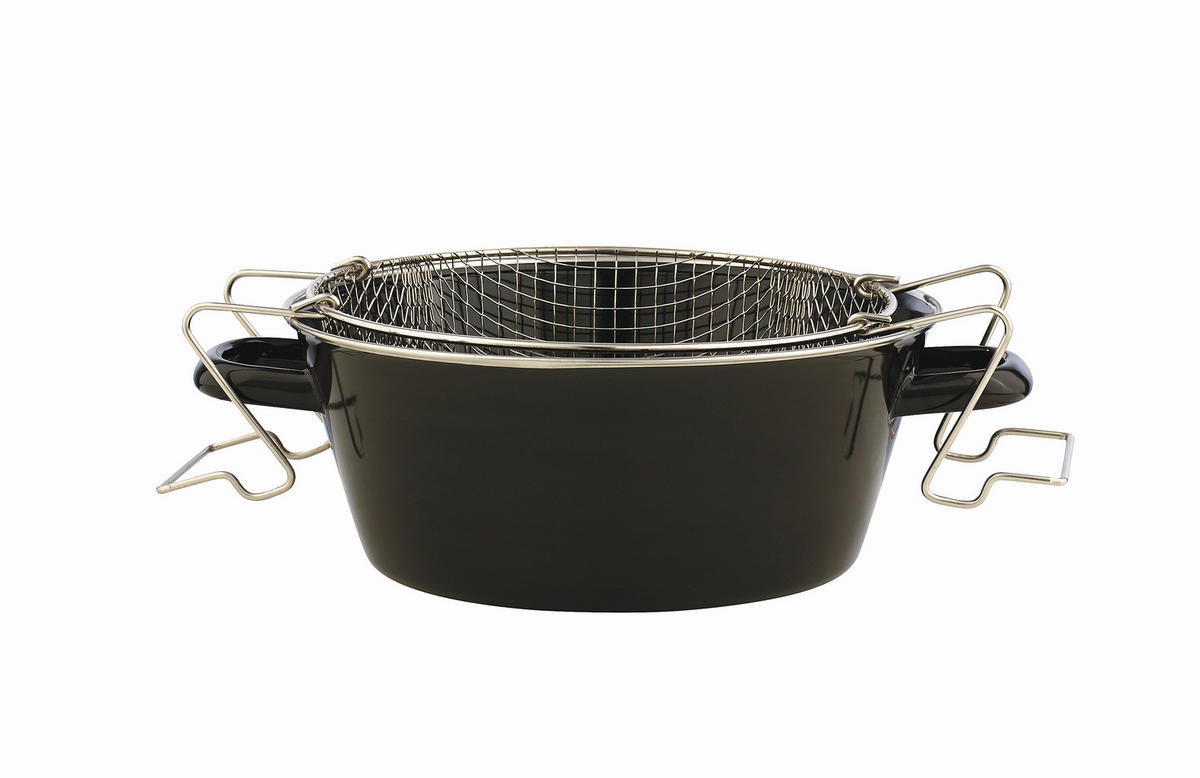 Pommes-Frites Pfanne  - Schwarz, Basics, Metall (24/9,7cm) - Riess