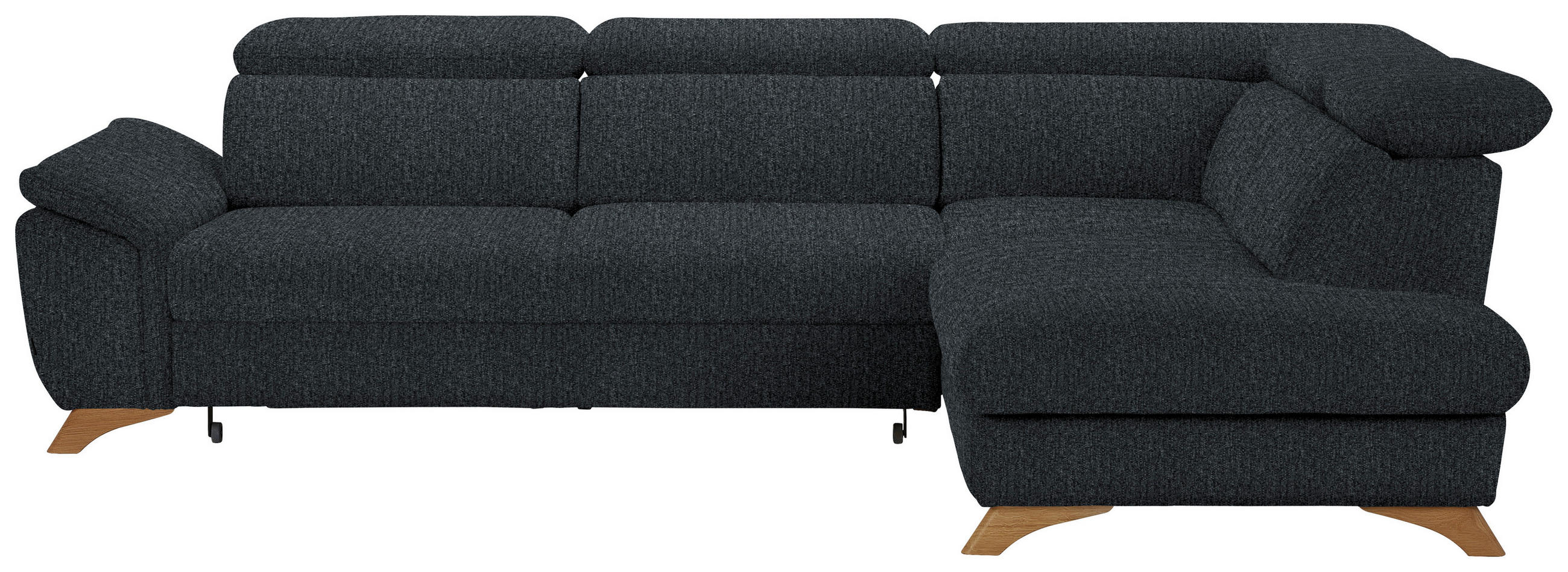 ECKSOFA in Chenille Dunkelgrau  - Eichefarben/Dunkelgrau, Modern, Holz/Textil (287/212cm) - Valnatura