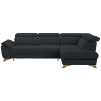 ECKSOFA in Chenille Dunkelgrau  - Eichefarben/Dunkelgrau, Modern, Holz/Textil (287/212cm) - Valnatura
