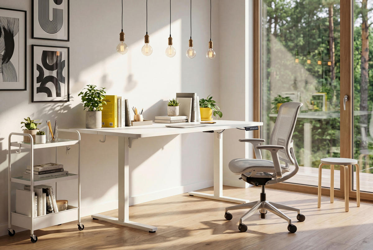 SCHREIBTISCH 160/80/72/118 cm Weiss höhenverstellbar elektrisch höhenverstellbar  - Weiss, Modern, Holzwerkstoff/Metall (160/80/72/118cm) - Livetastic