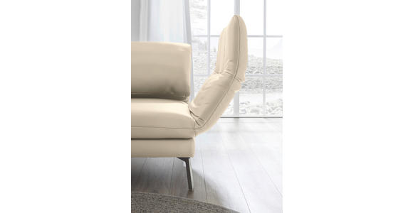 RÉCAMIERE in Echtleder Creme - Chromfarben/Creme, Design, Leder/Metall (209/85-109/95-16cm) - Dieter Knoll