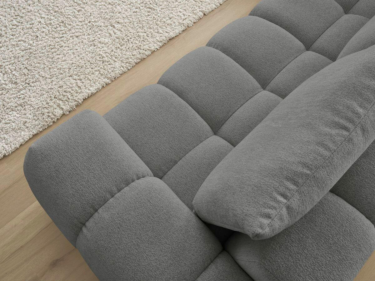 ECKSOFA Ottomane links  EVEREST Dunkelgrau Flachgewebe  - Dunkelgrau/Schwarz, MODERN, Kunststoff/Textil (210/352cm)