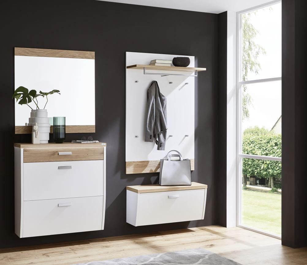 GARDEROBE Weiß, Eichefarben - Eichefarben/Weiß, Design, Holz (200/200/32cm) - Dieter Knoll