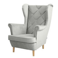 OHRENSESSEL in Samt Grau  - Naturfarben/Grau, Design, Holz/Textil (84/105/90cm) - P & B