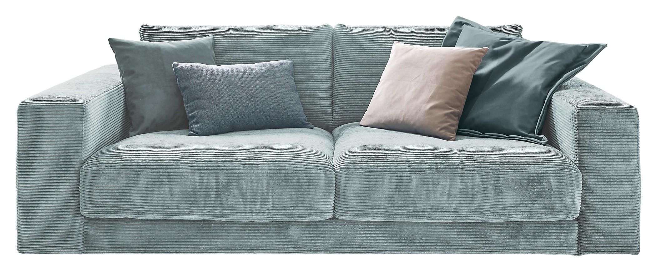 2-SITZER-SOFA Cord Hellblau - Schwarz/Hellblau, Design, Kunststoff/Textil (230/85/127cm) - Hom`in