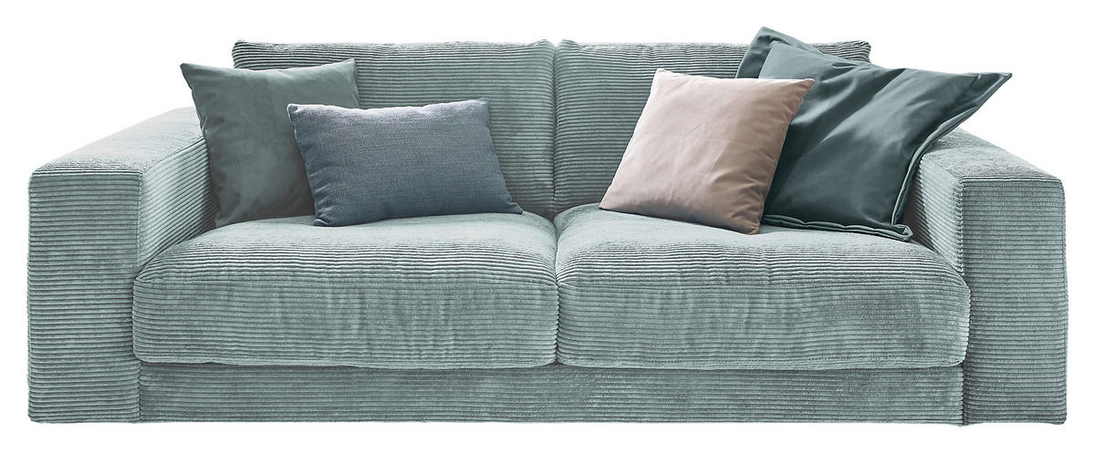 2-SITZER-SOFA Cord Hellblau  - Schwarz/Hellblau, Design, Kunststoff/Textil (230/85/127cm) - Hom`in