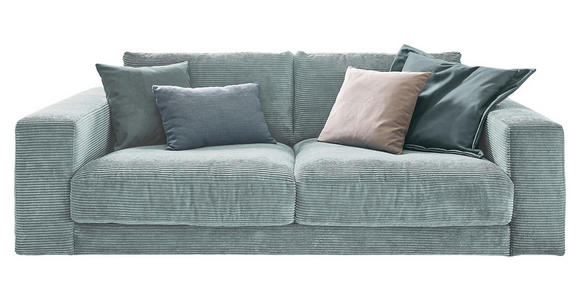 2-SITZER-SOFA in Cord Hellblau  - Schwarz/Hellblau, Design, Kunststoff/Textil (230/85/127cm) - Hom`in