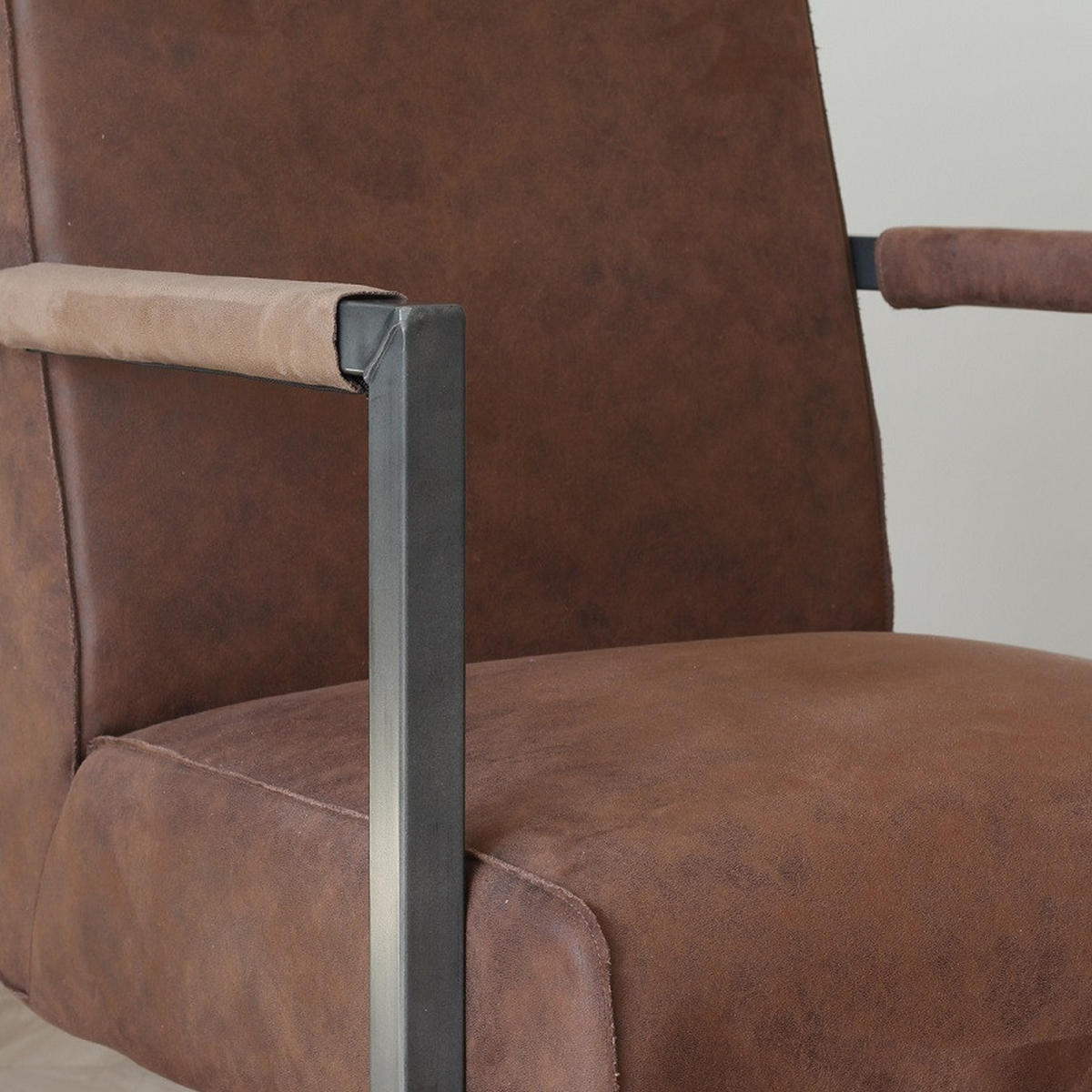 SESSEL in Lederlook, Mikrofaser Braun  - Schwarz/Braun, LIFESTYLE, Textil/Metall (62/84/70cm) - MID.YOU