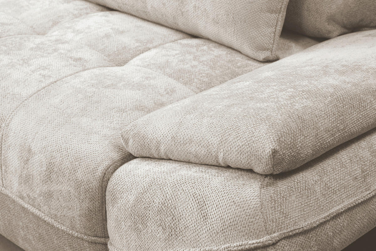 SCHLAFSOFA ELMA Struktur Sandfarben  inkl. Rückenkissen, Nierenkissen, Armlehnenkissen, Rücken echt  - Sandfarben/Schwarz, KONVENTIONELL, Holz/Kunststoff (280/73-93/107cm) - Livetastic