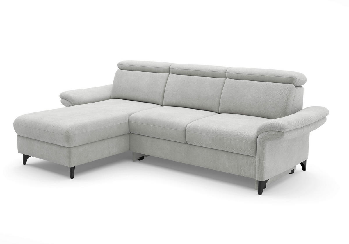 ECKSOFA GLENDALE E Silberfarben Flachgewebe  - Silberfarben/Schwarz, KONVENTIONELL, Textil/Metall (166/253cm) - Sit & More