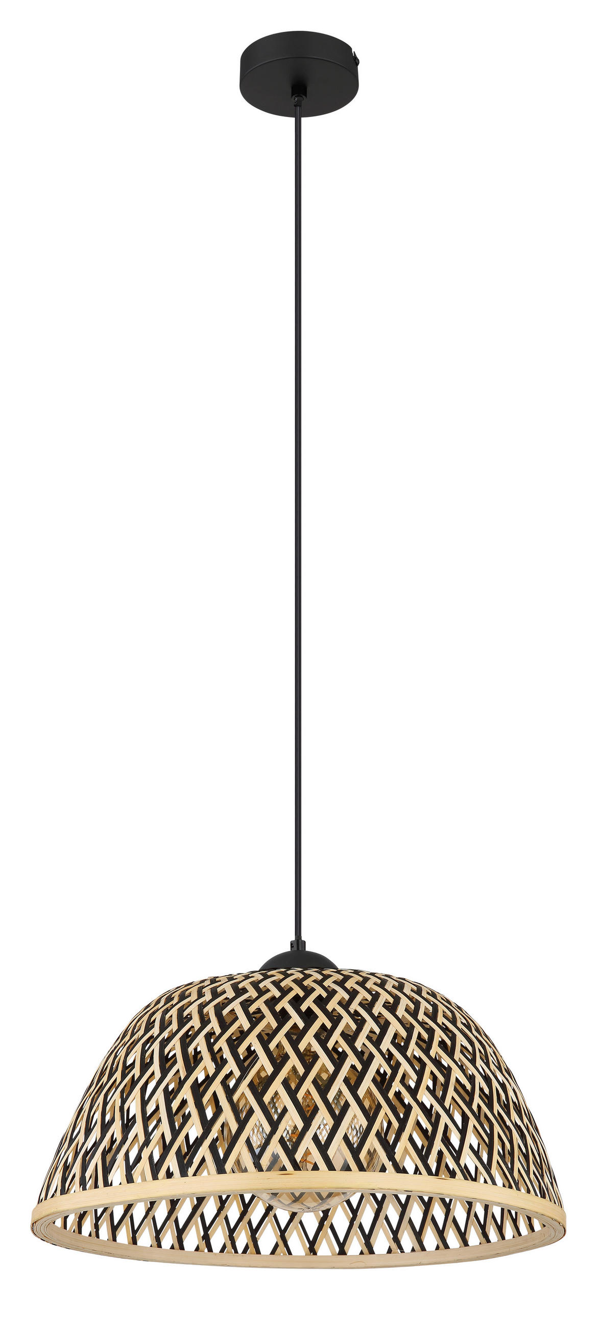 ZÁVĚSNÉ SVÍTIDLO, 40/120 cm  - černá/přírodní barvy, Natur, kov/přírodní materiály (40/120cm) - Globo