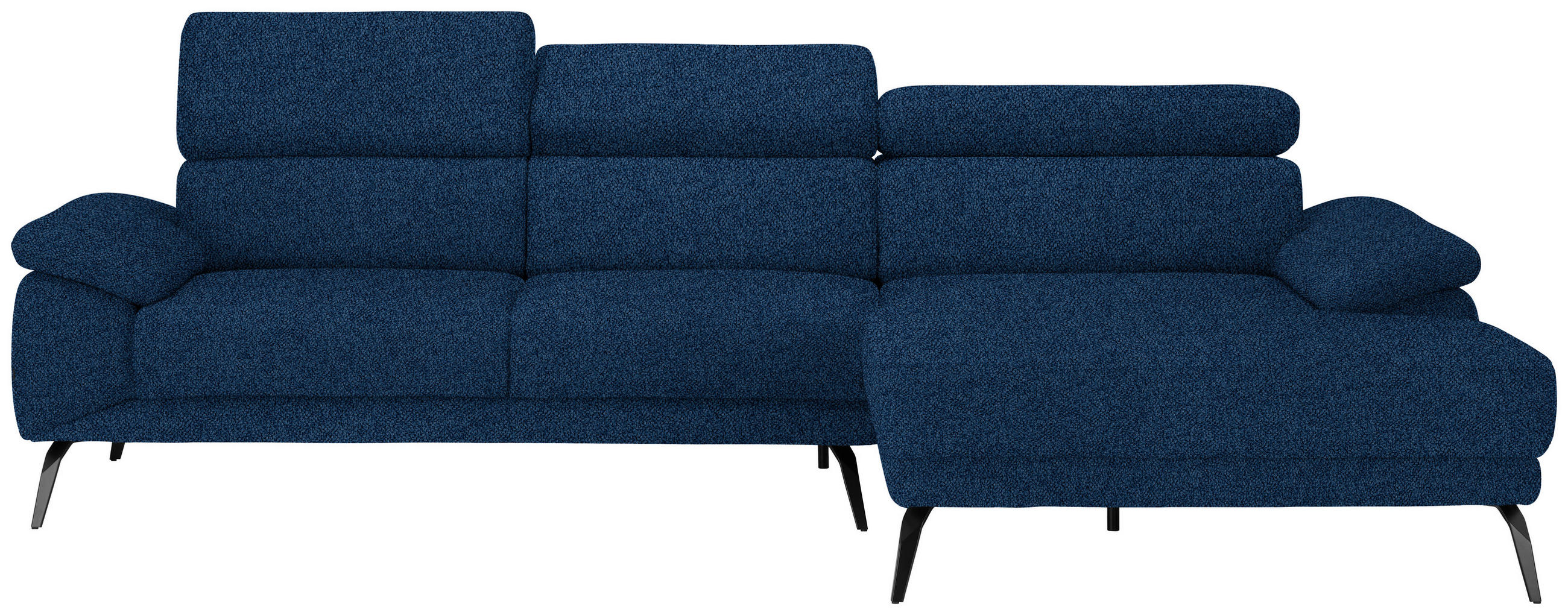 ECKSOFA in Velours Dunkelblau  - Schwarz/Dunkelblau, Design, Textil/Metall (295/187cm) - Novel