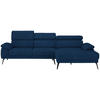 ECKSOFA Dunkelblau Velours  - Schwarz/Dunkelblau, Design, Textil/Metall (295/187cm) - Novel