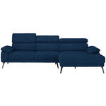 ECKSOFA in Velours Dunkelblau  - Schwarz/Dunkelblau, Design, Textil/Metall (295/187cm) - Novel