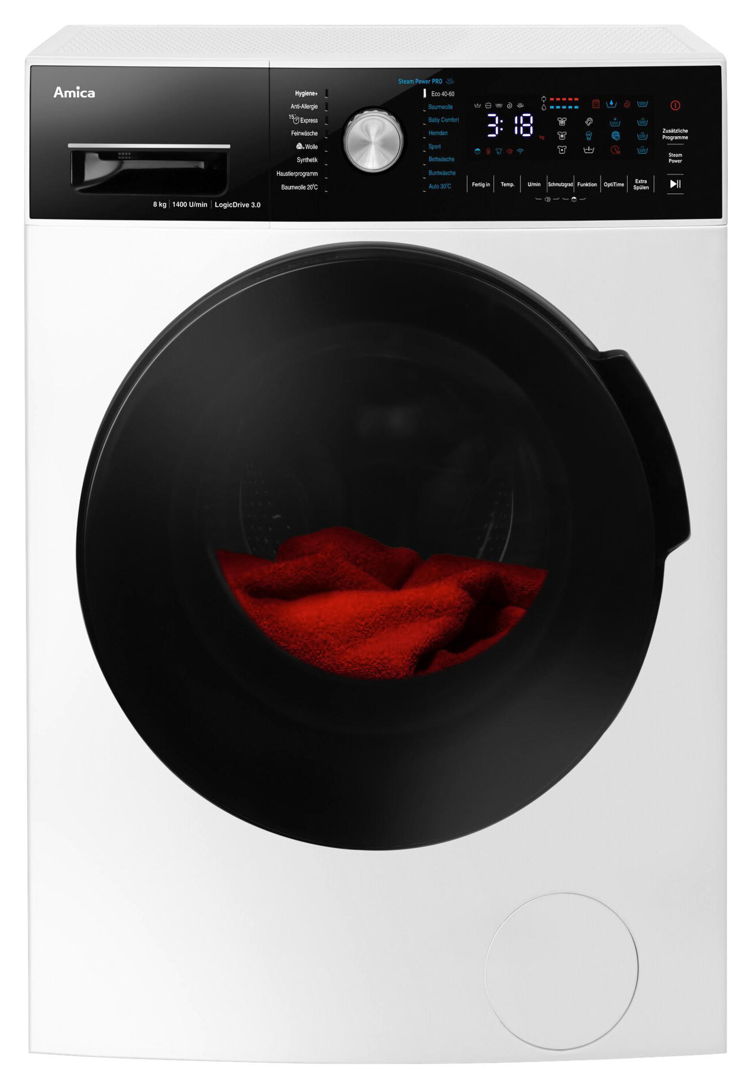 WASCHMASCHINE WA 484 091  - Schwarz/Weiß, Basics, Kunststoff/Metall (59,5/85,0/47,5cm) - Amica