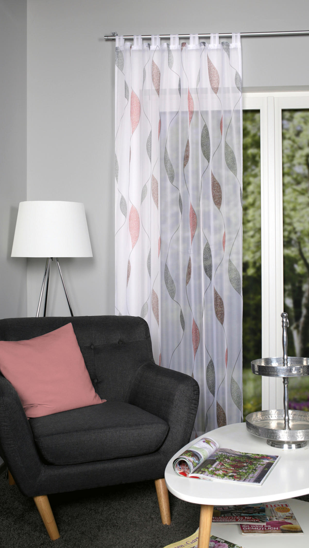 SCHLAUFENSCHAL  transparent  140/175 cm   - Hellrot/Rot, KONVENTIONELL, Textil (140/175cm)