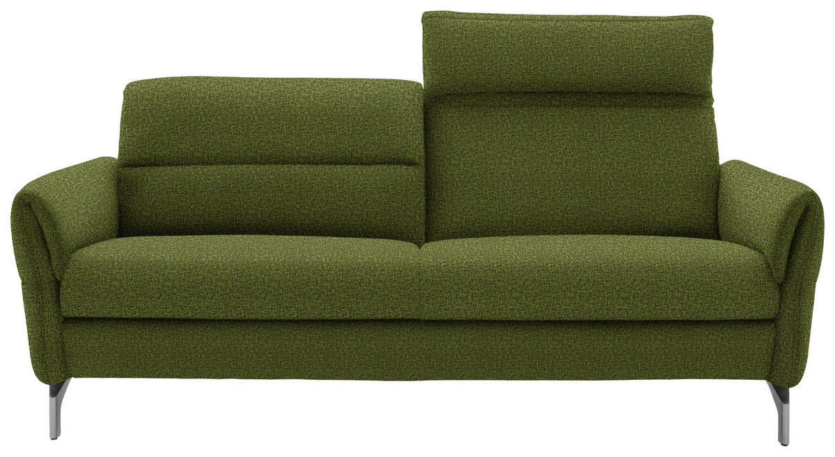 2-SITZER-SOFA Flachgewebe Dunkelgrün  - Dunkelgrün/Nickelfarben, Design, Textil/Metall (186/87/100cm) - Schöner Wohnen