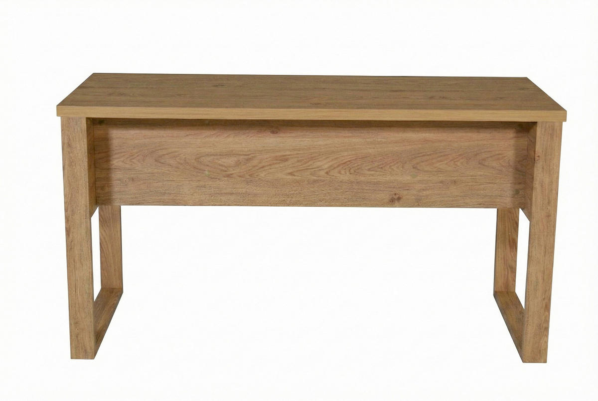 ECKSCHREIBTISCH 140/55/75 cm Eichefarben Stauraum, in verschiedenen Holz-Dekoren erhältlich  - Eichefarben/Schwarz, MODERN, Holzwerkstoff/Metall (140/55/75cm) - Livetastic