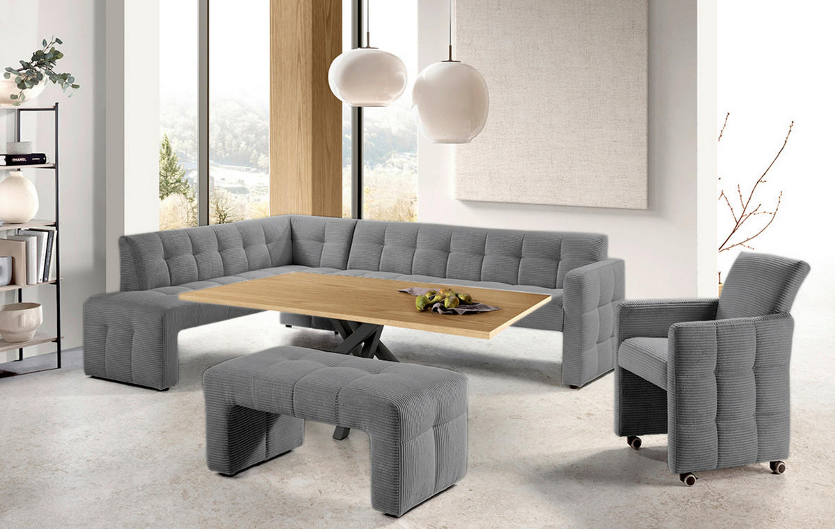 ECKBANK 265/197 cm  in Hellgrau  - Hellgrau/Schwarz, MODERN, Holz/Holzwerkstoff (265/197cm) - Livetastic