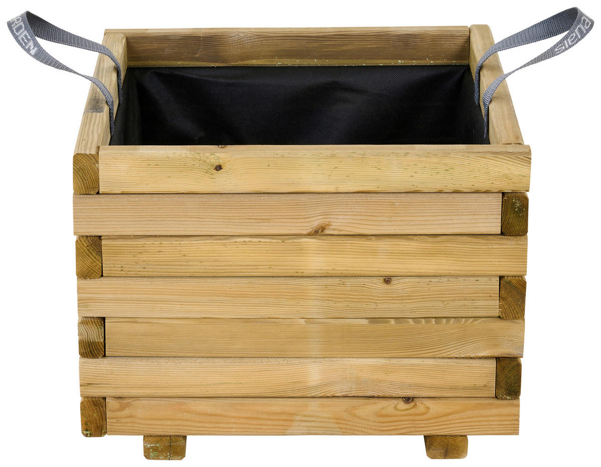 BLUMENKASTEN  - Schwarz/Kieferfarben, Basics, Holz/Textil (50/39/50cm) - Siena Garden