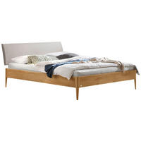 BETT 160/200 cm  in Hellgrau, Wildeiche  - Wildeiche/Hellgrau, KONVENTIONELL, Holz/Textil (160/200cm) - Hasena