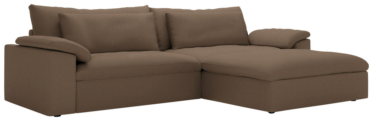 ECKSOFA  Chenille Hellbraun  - Hellbraun/Schwarz, Modern, Kunststoff/Textil (306/198cm) - Carryhome