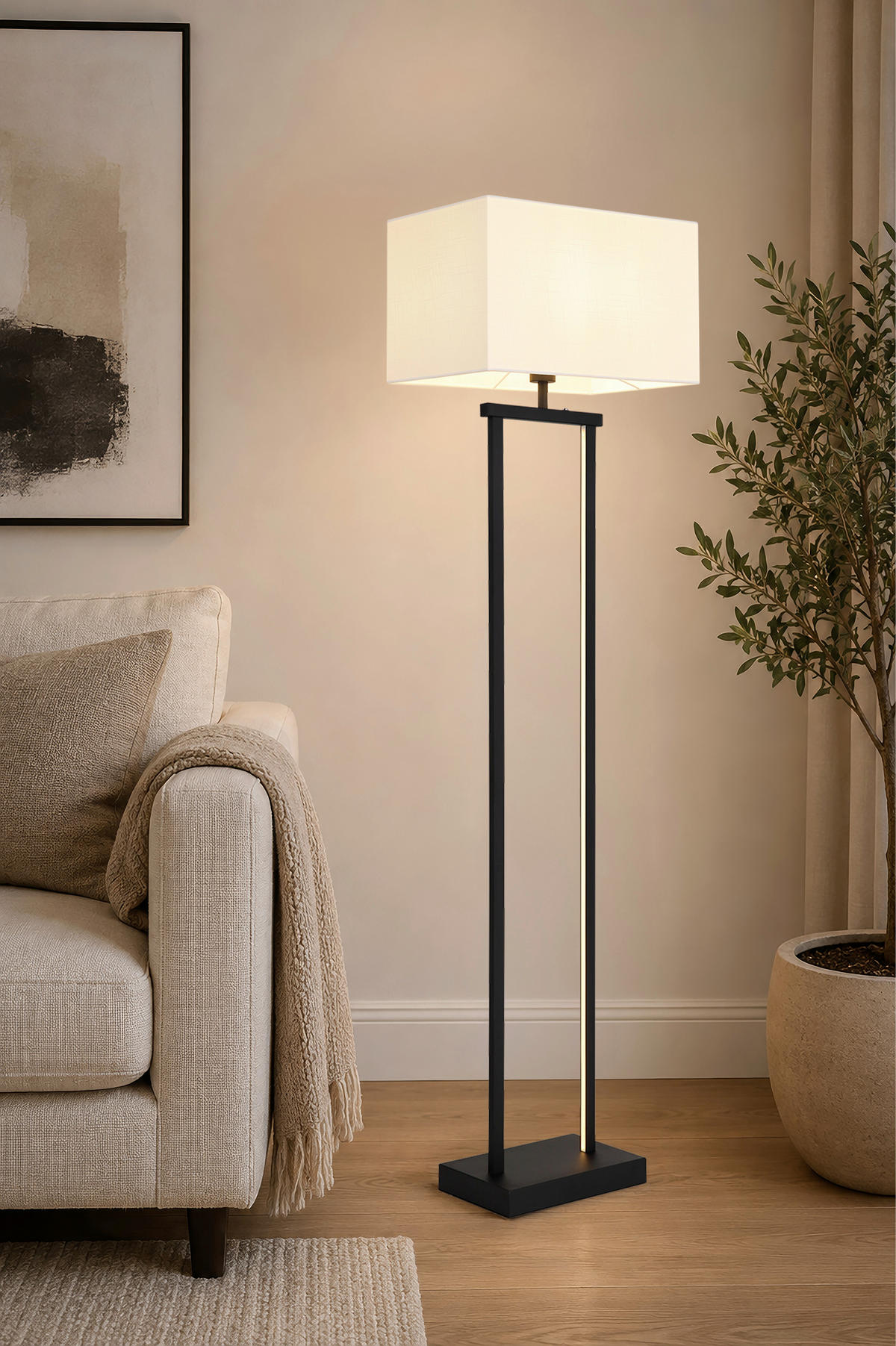 LED SVJETILJKA PODNA Sydney  - bijela/crna, Design, tekstil/metal (40/27/153cm) - Globo