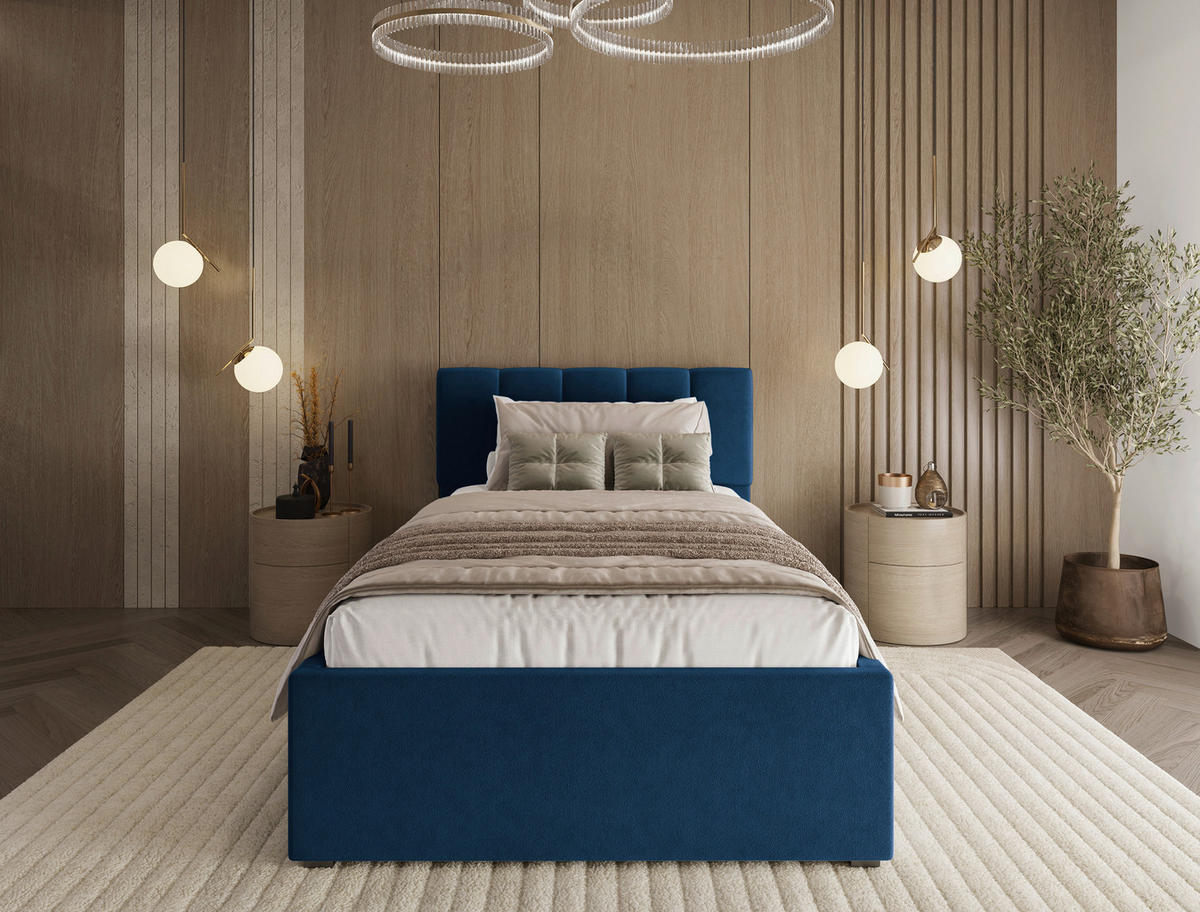 POLSTERBETT 120/200 cm  in Royalblau  - bleu royal/noir, Design, textile/matière synthétique (120/200cm) - Stylife