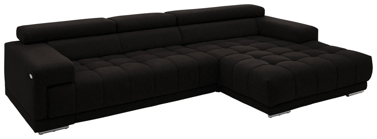 ECKSOFA  in Mikrofaser Dunkelbraun  335/190 cm  - Dunkelbraun/Silberfarben, Design, Textil/Metall (335/190cm) - Beldomo Speed