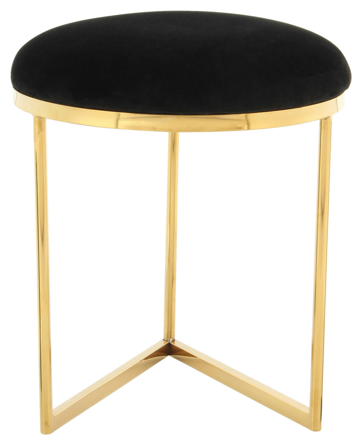 HOCKER Samt Schwarz  - Goldfarben/Schwarz, Design, Textil/Metall (40/49cm) - Kayoom