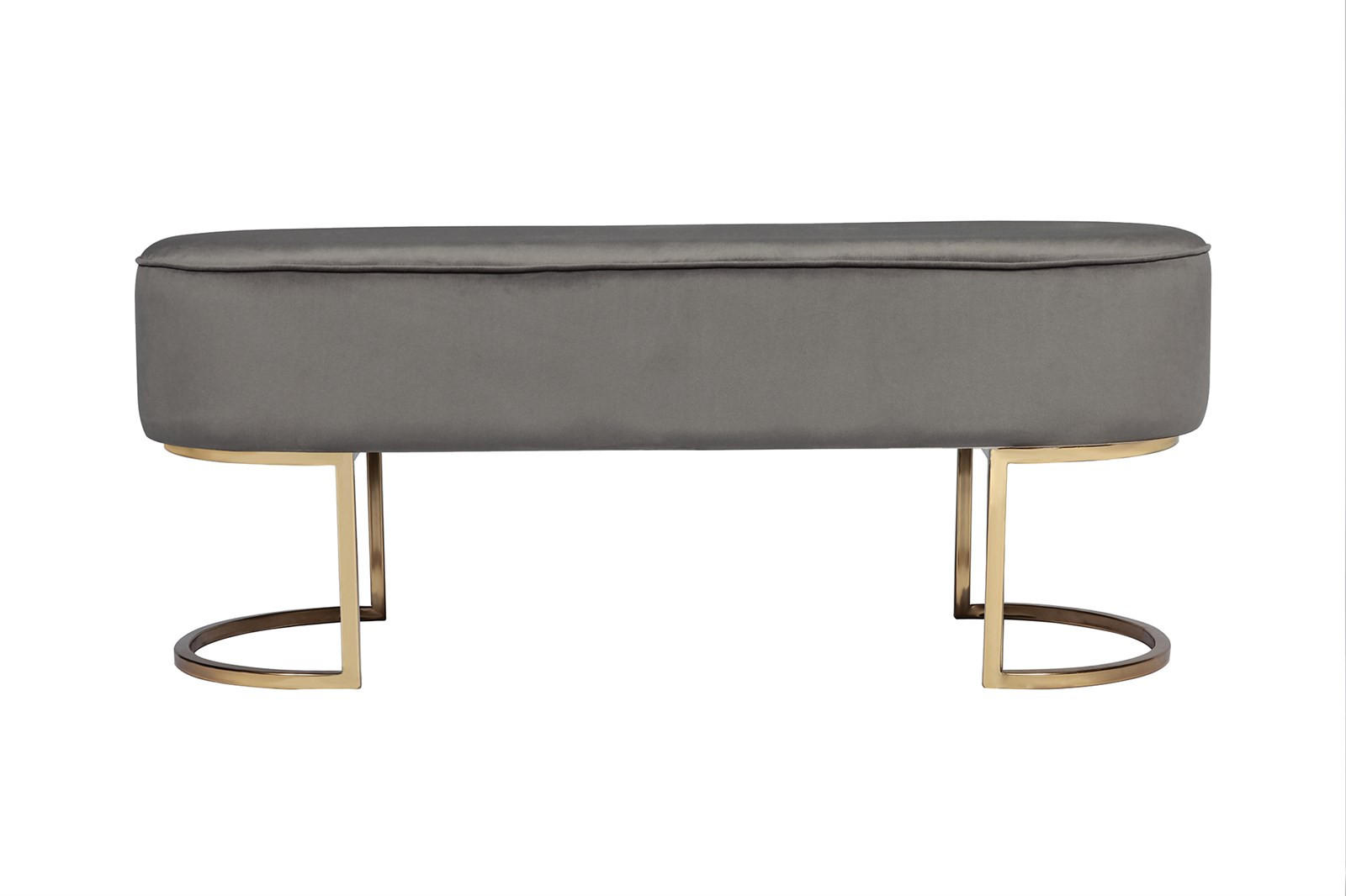 SITZBANK in Textil Grau  - Goldfarben/Grau, Design, Textil/Metall (105/42/40cm) - Kayoom