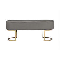 SITZBANK 105/42/40 cm Samt Grau Metall  - Goldfarben/Grau, Design, Textil/Metall (105/42/40cm) - Kayoom