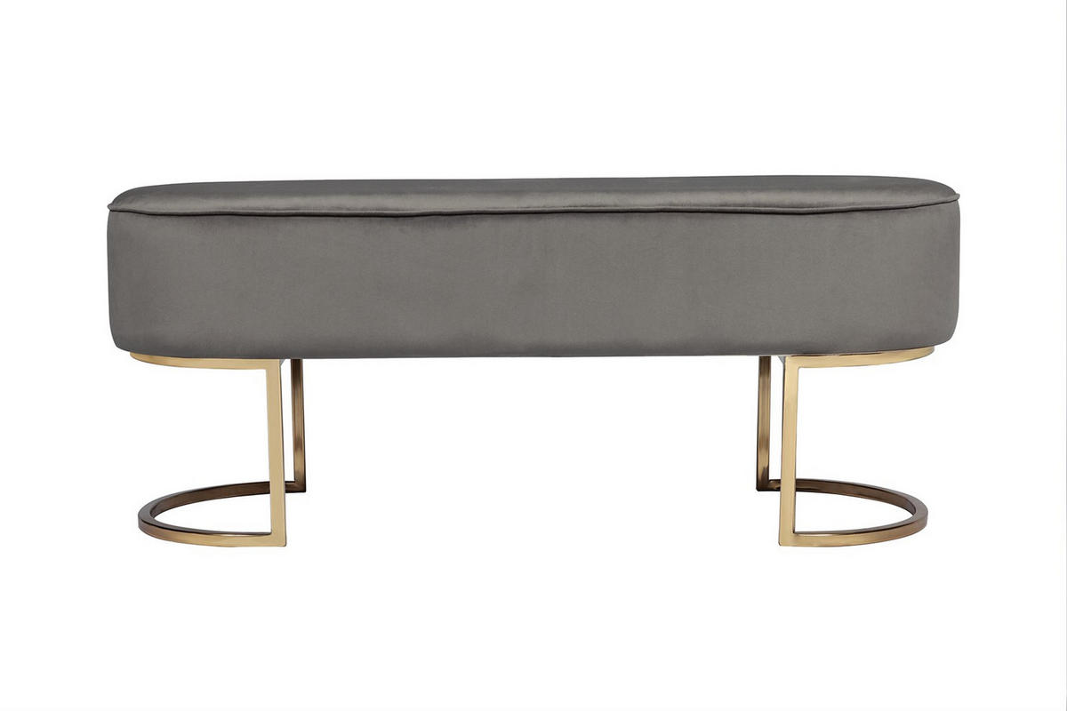 SITZBANK 105/42/40 cm Samt Grau Metall  - Goldfarben/Grau, Design, Textil/Metall (105/42/40cm) - Kayoom