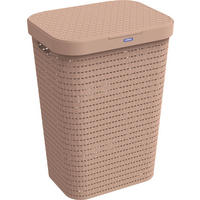 PRÁDELNÍ KOŠ - bílá/růžová, Basics, plast (42/57,7/32,2cm) - Rotho